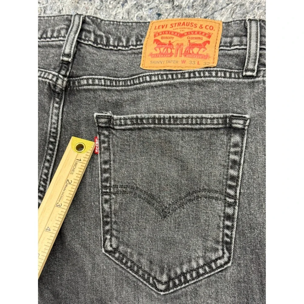 Levis 511 Slim Fit Jeans Mens 33x32 Faded Black WaterLess Denim Pants Distressed